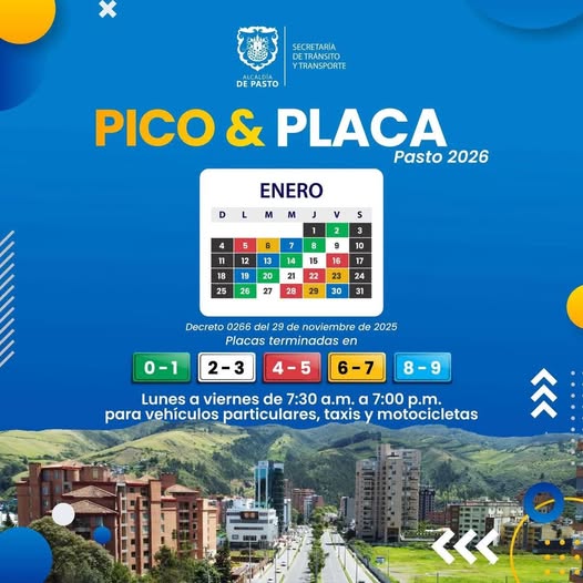 PICO Y PLACA ENERO 2026 EN PASTO