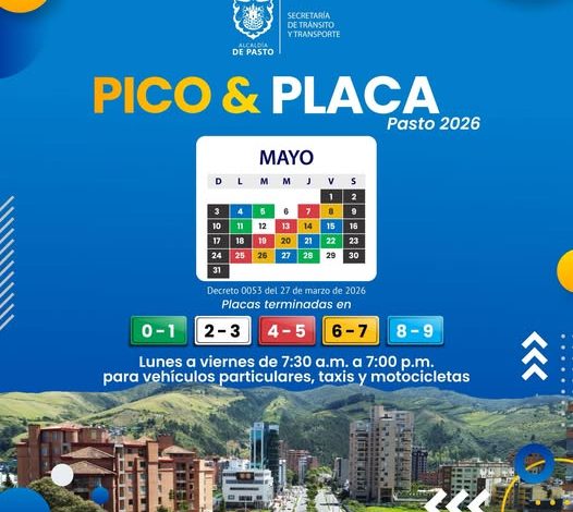 PICO Y PLACA PASTO MAYO 2026