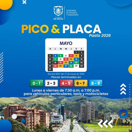 PICO Y PLACA PASTO MAYO 2026