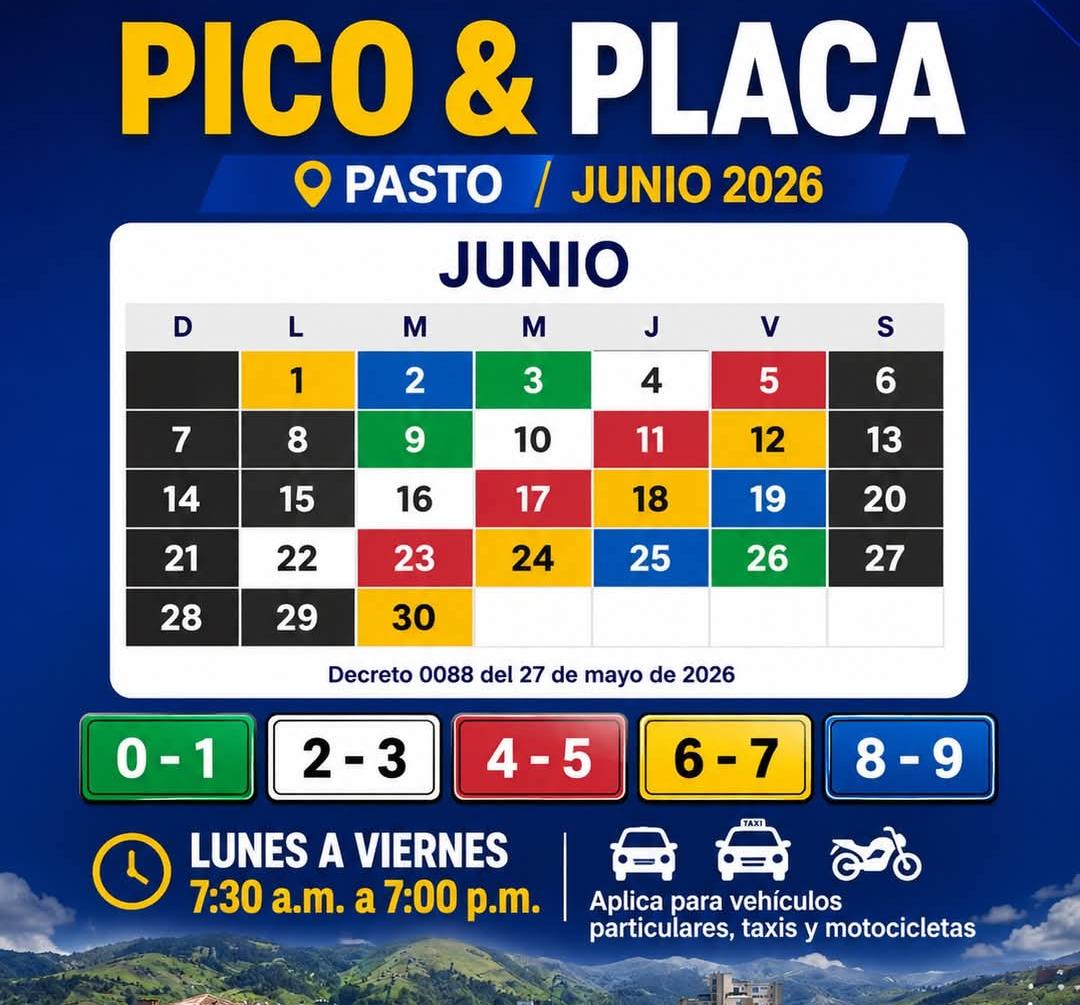 PICO Y PLACA PASTO JUNIO DE 2026