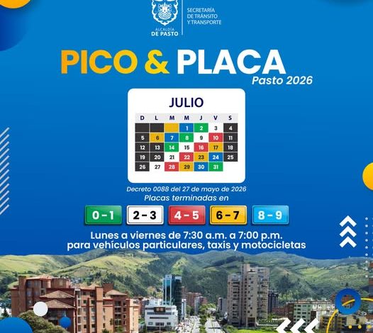 PICO Y PLACA PASTO JULIO 2026